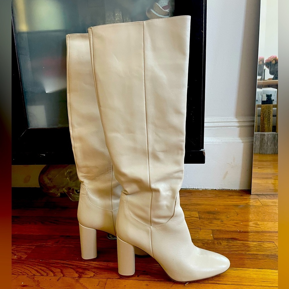 Zara knee high cream boots